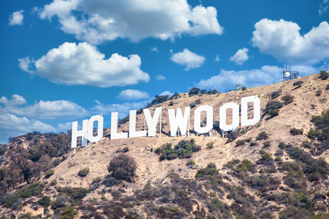 Hollywood Sign in Los Angeles on Blue Sky